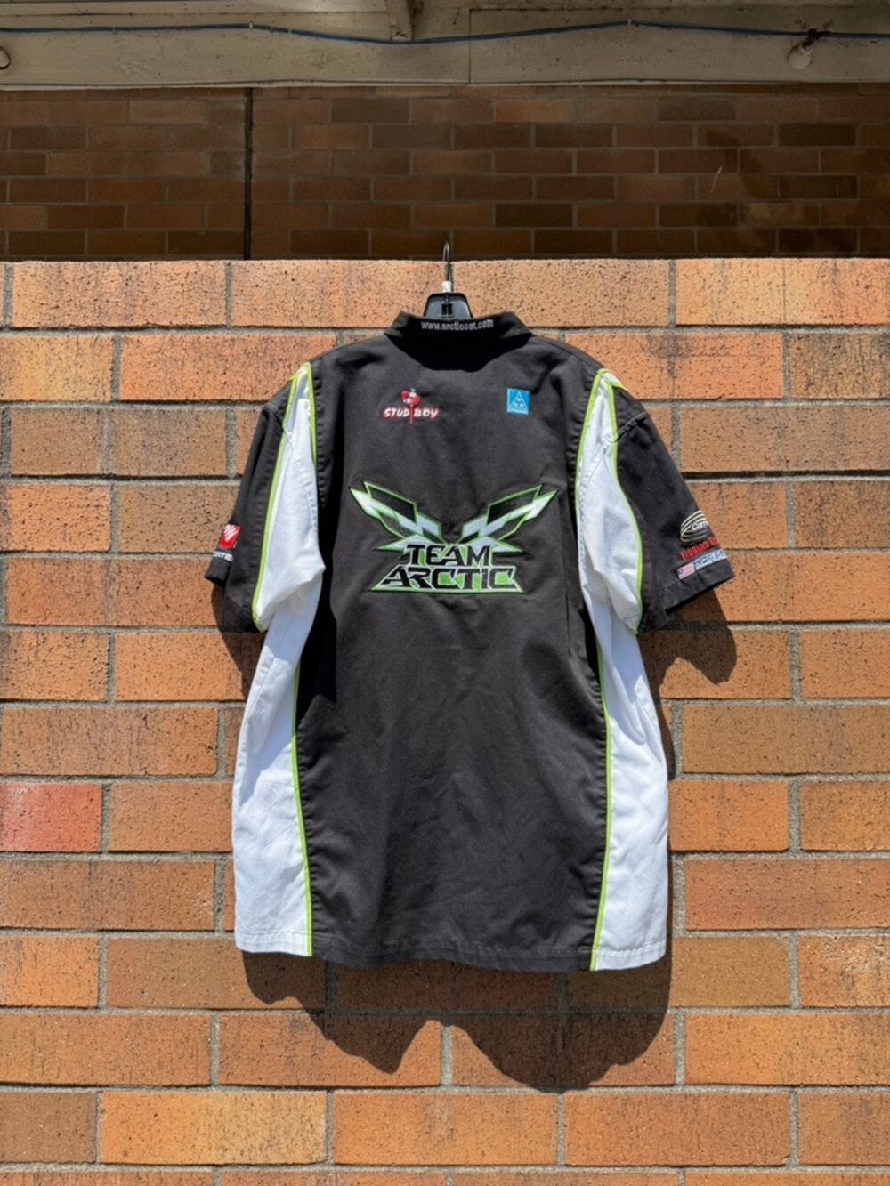 Y2K Arctic Cat ATV Racing Vintage Team Mechanic Button Up Shirt Black Monster